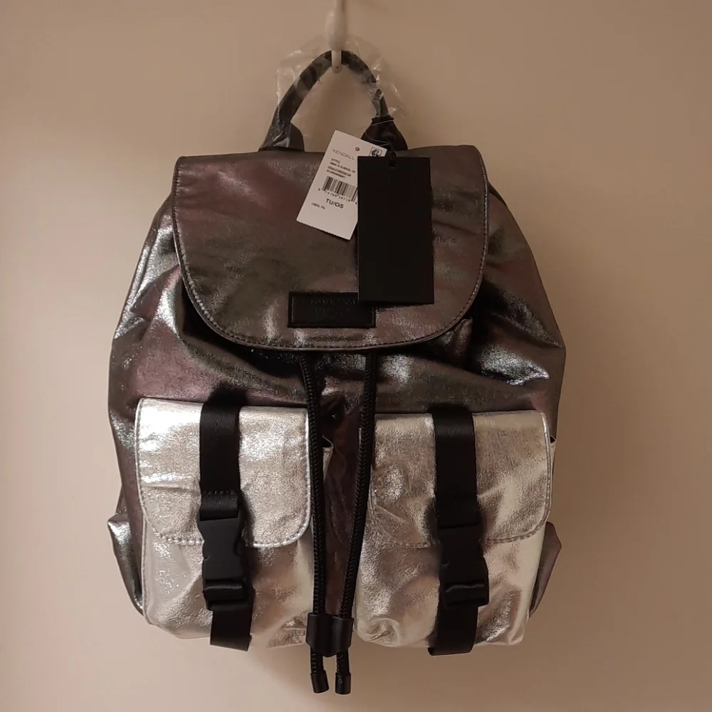 NWT, Kendall + Kylie Metallic Lex Foiled Backpack